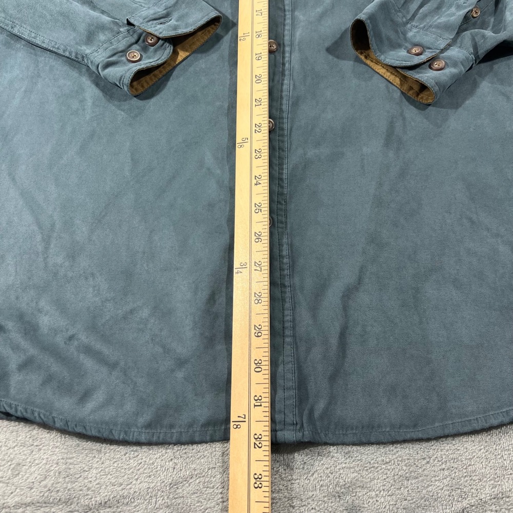Reel Legends Mens XL Faux Suede Long Sleeve Button Down Shirt Blue Gray Outdoor - Picture 4 of 10